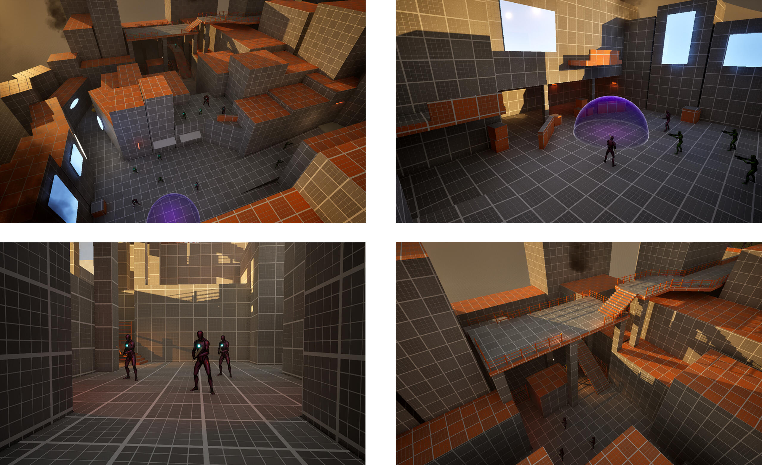 smoke and the pyramid guides players to the 2nd group of civilians in the Neon Market, where enemies are climbing over buildings to attack. defeat them and take the scaffolding down the alley to cross the bridge to the 3rd bubble.