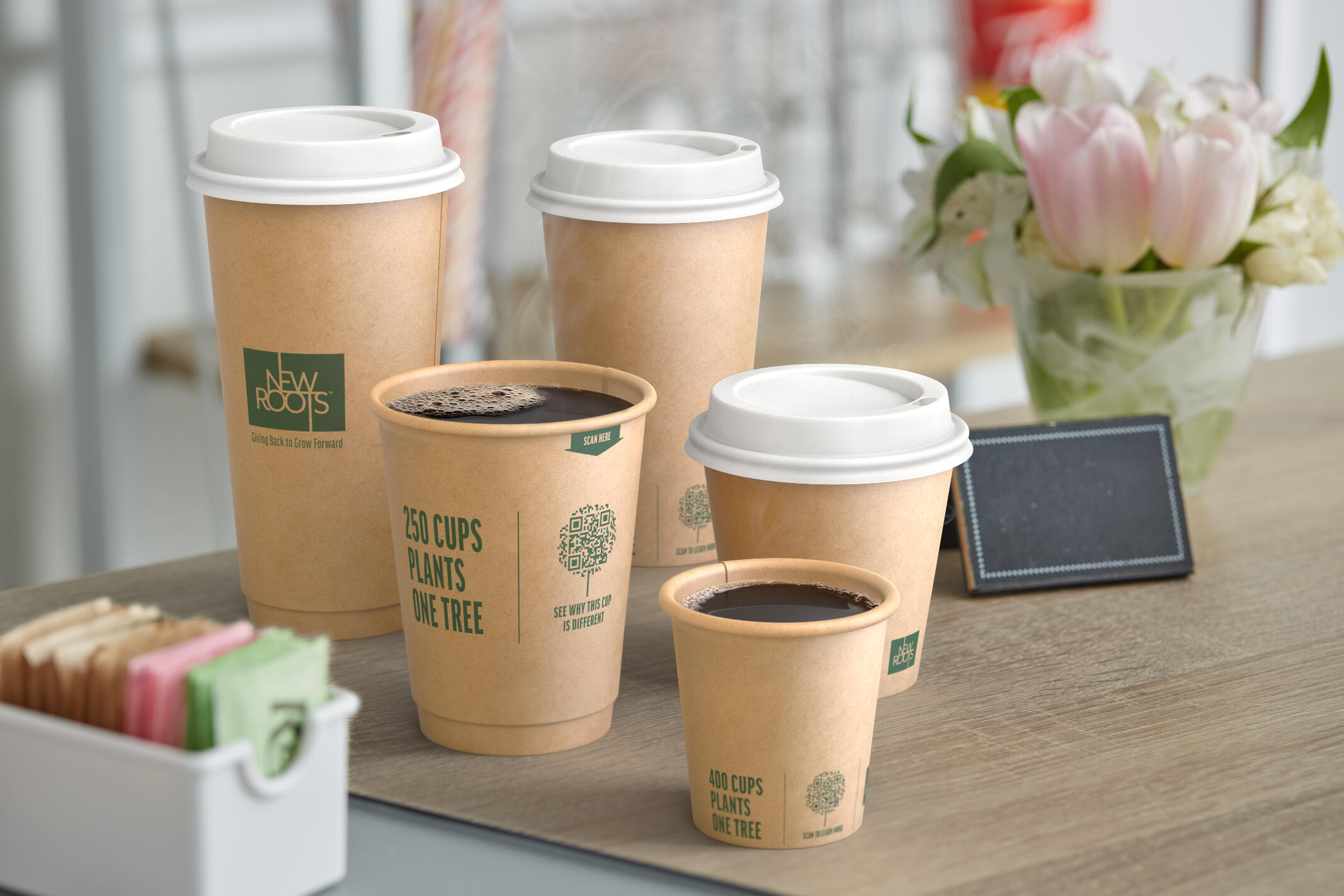 The Cups, Lids, and Coffee are 3D, while the Background is photography.