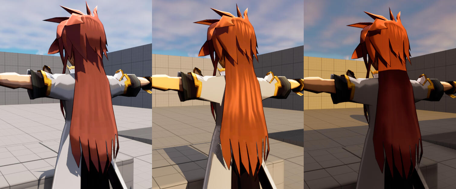 Hair highlights are only visible in light, shadowed areas are removed