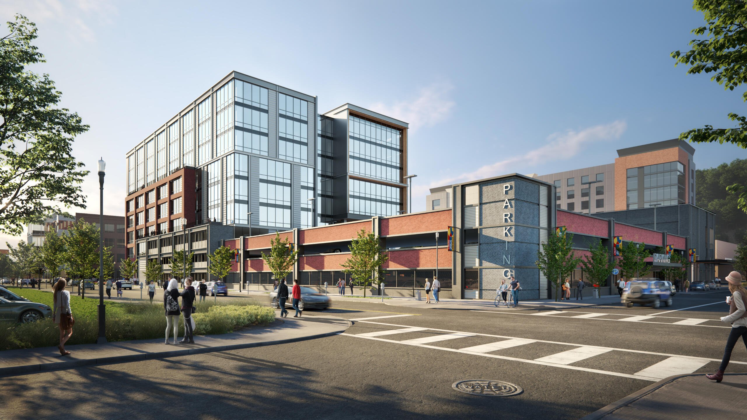 shot focused on built in parking for the development