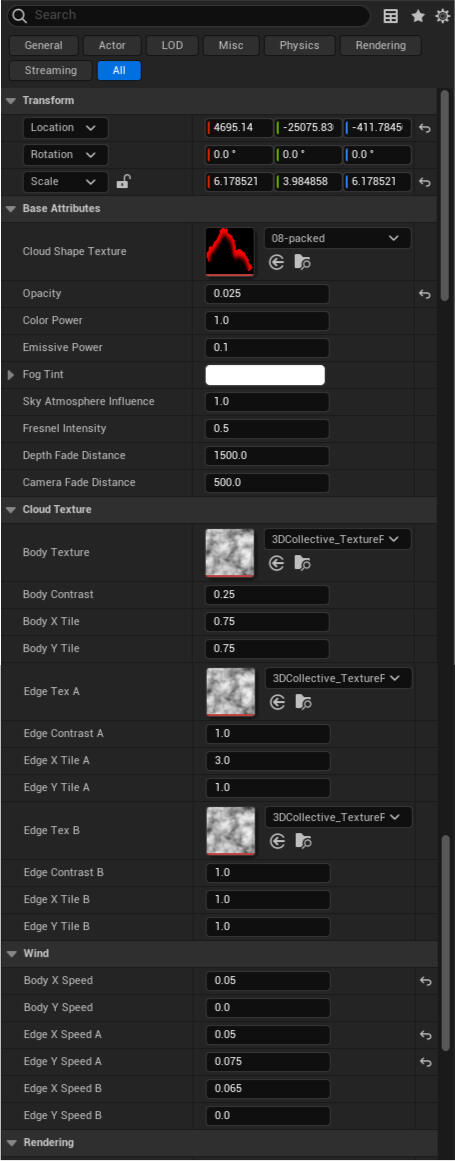 blueprint options for a placed card, with easy to adjust textures and intensity